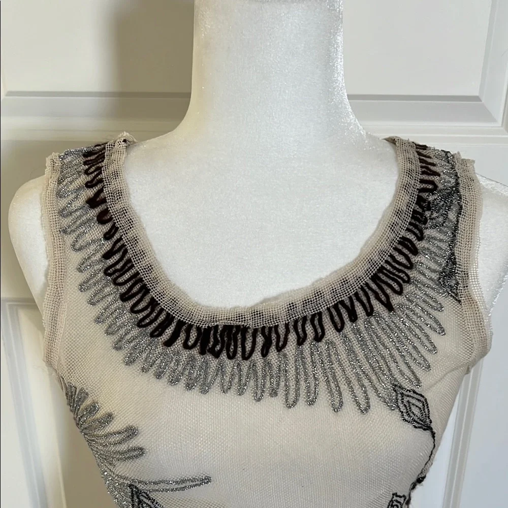 EUC Project Alabama Cream Sheer Embroidered Tank Top - Small - Picture 2 of 9